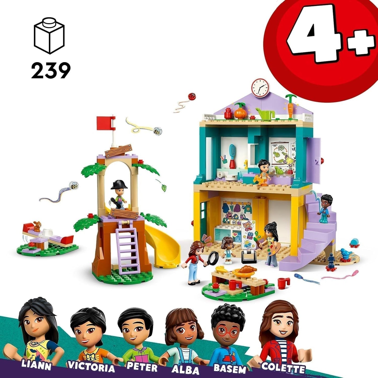 LEGO Friends Zestaw dla przedszkolaków w Heartlake City dla dziewcząt i chłopców 4-letnie kreatywne odgrywanie ról z 2 figurkami i 4 mikrofigurkami Zabawka wspomagająca rozwój społeczny 42636 Zestawy do budowania Besuche den LEGO-Store