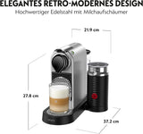 Ekspres do kawy z kapsułkami Nespresso XN761B Citiz&Milk | Automatyczny tryb gotowości | 1260 watów | Pojemność zbiornika na wodę: 1 l | Ciśnienie pompy: 19 bar | Srebrny