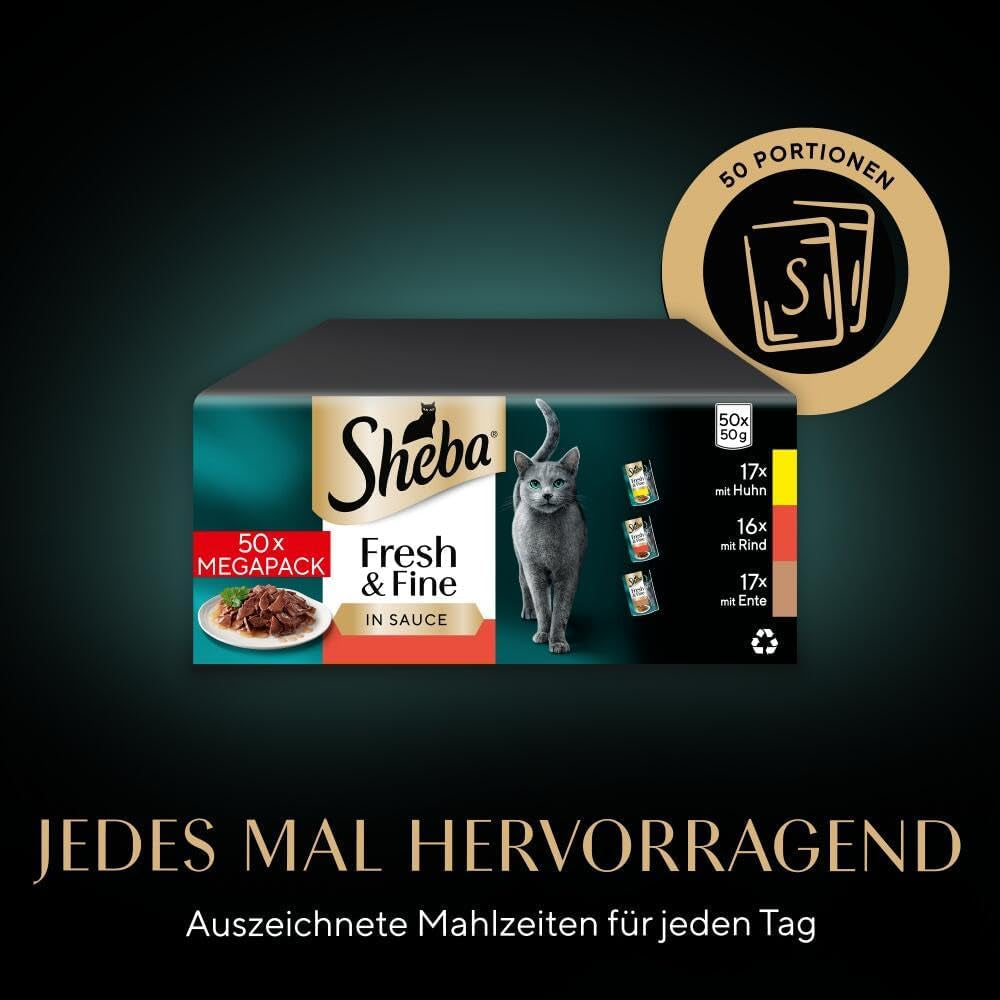 Sheba CATCARE Pouch Wet Fresh & Fine (Mięso) Kawałki w sosie dla dorosłych 50 g Opakowanie zbiorcze Standard