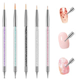 Zestaw 5 Stück Nail Art Pinsel Narzędzie do kropkowania Nailart Pinsel Nageldesign Dwustronny długopis do kropek Strass Profesjonalny akryl Feinmalerei Nail Art Design