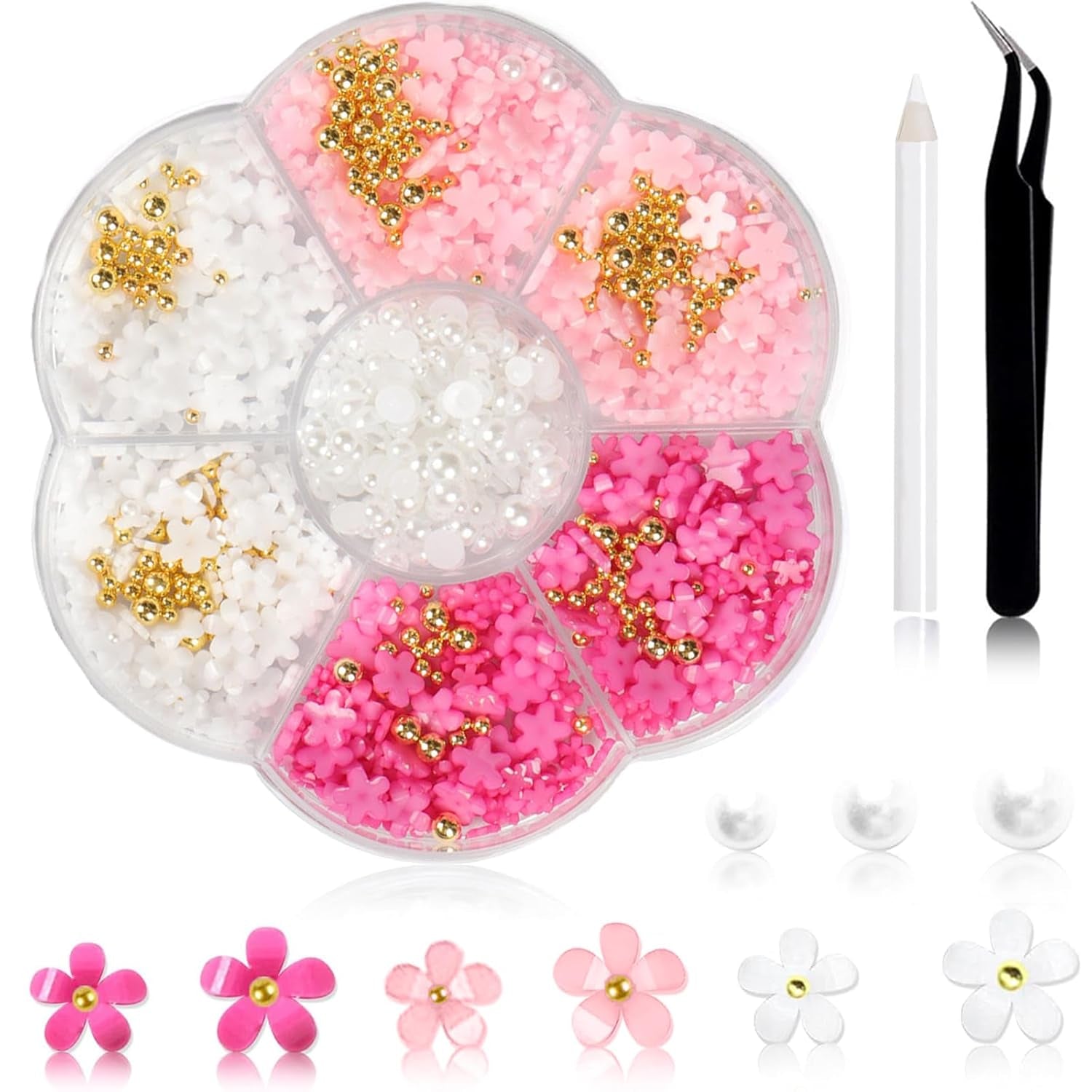 1 Karton Nail Art Charms, 3D Flowers Nagelkunst Charms, Acryl Blumen Nagel Strass Mit Ozdoben, Nagel Edelsteine, Nagel Zubehör Für Mädchen, Nagelkunst Dekoration, DIY Handwerk Nail Design