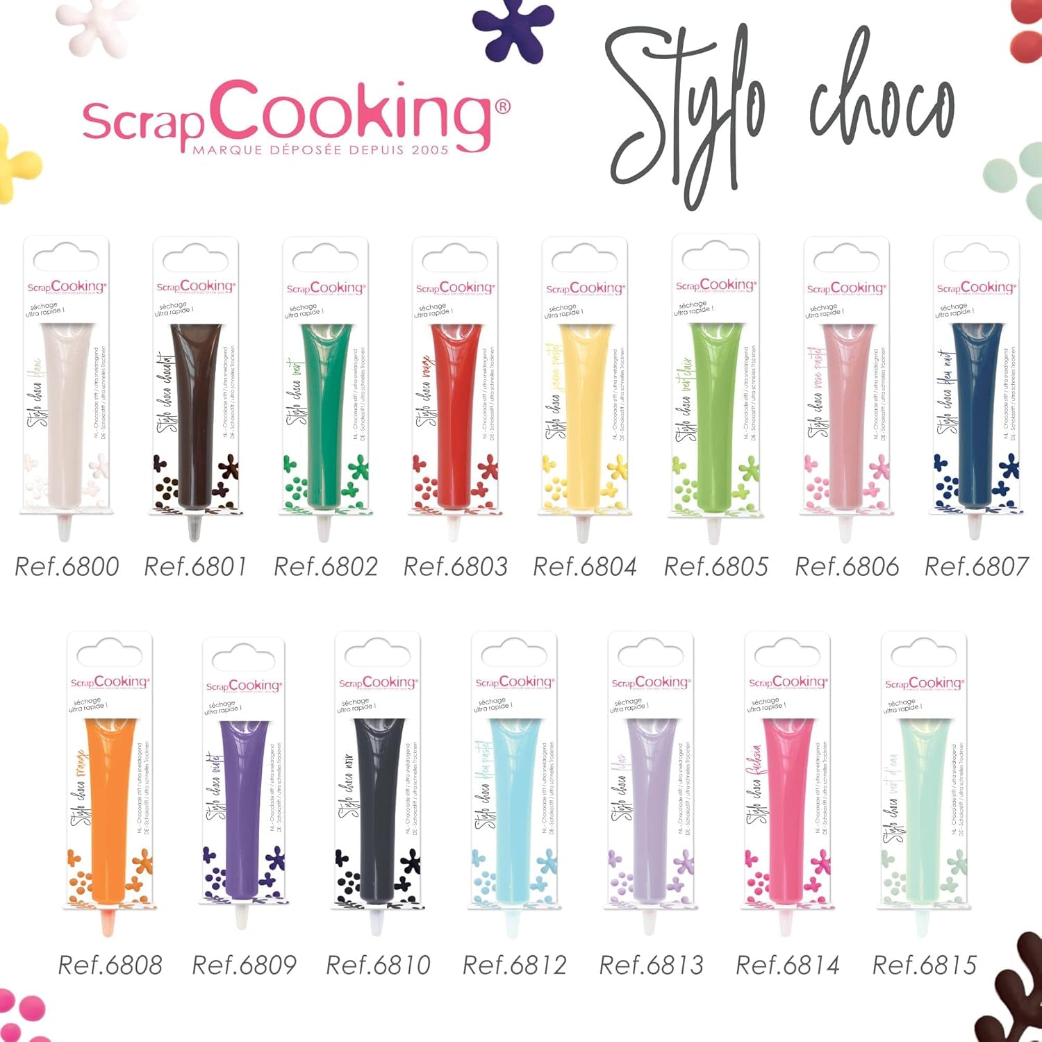 Scrapcooking - Długopis brązowy czekoladowy - Czekoladowy cukier do pisania 25 g - Jadalny dekoracyjny długopis cukrowy - Pisanie i rysowanie - Etykietowanie Fondant, Lukier, Ciasta - 6801