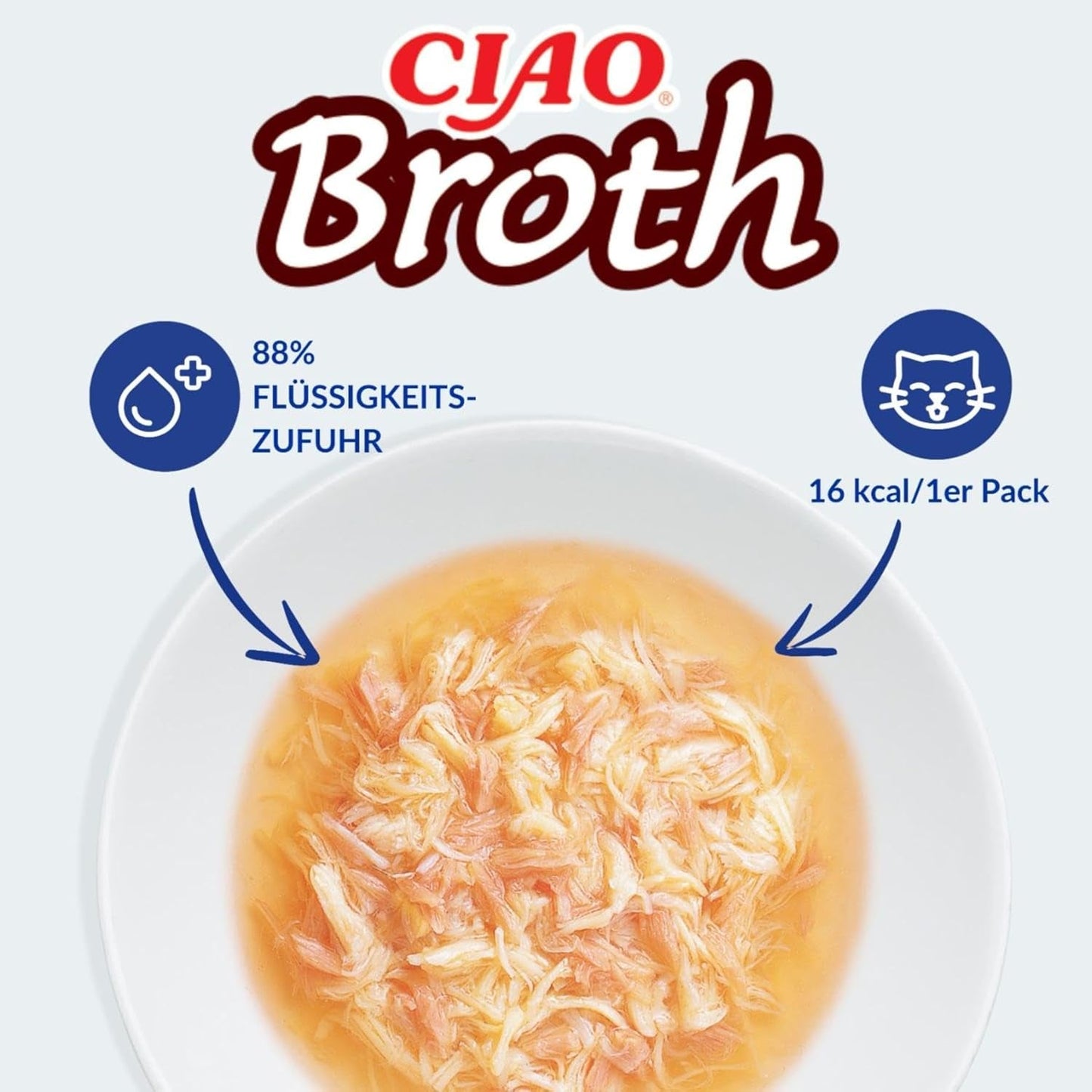 INABA Ciao Broth Mokra karma dla kotów 88% wilgoci i witaminy E, zupa premium dla kotów z kurczakiem 40g (opakowanie 12 szt.), 100% naturalnego mięsa, bez zbóż, bez cukru