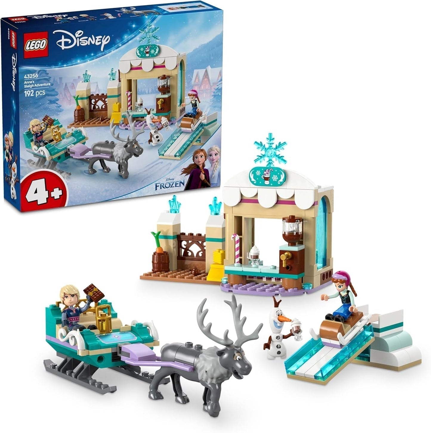 LEGO® Disney „Przygoda Anny w Krainie Lodu”, zestaw zabawek do budowania i fantazji, stojak na czekoladki z mini lalkami Anną, Kristoffem, Olafem i Svenem, zabawka księżniczki dla dziewczynek od 4 lat 43256 Zestawy do budowania Besuche den LEGO-Store Default Title