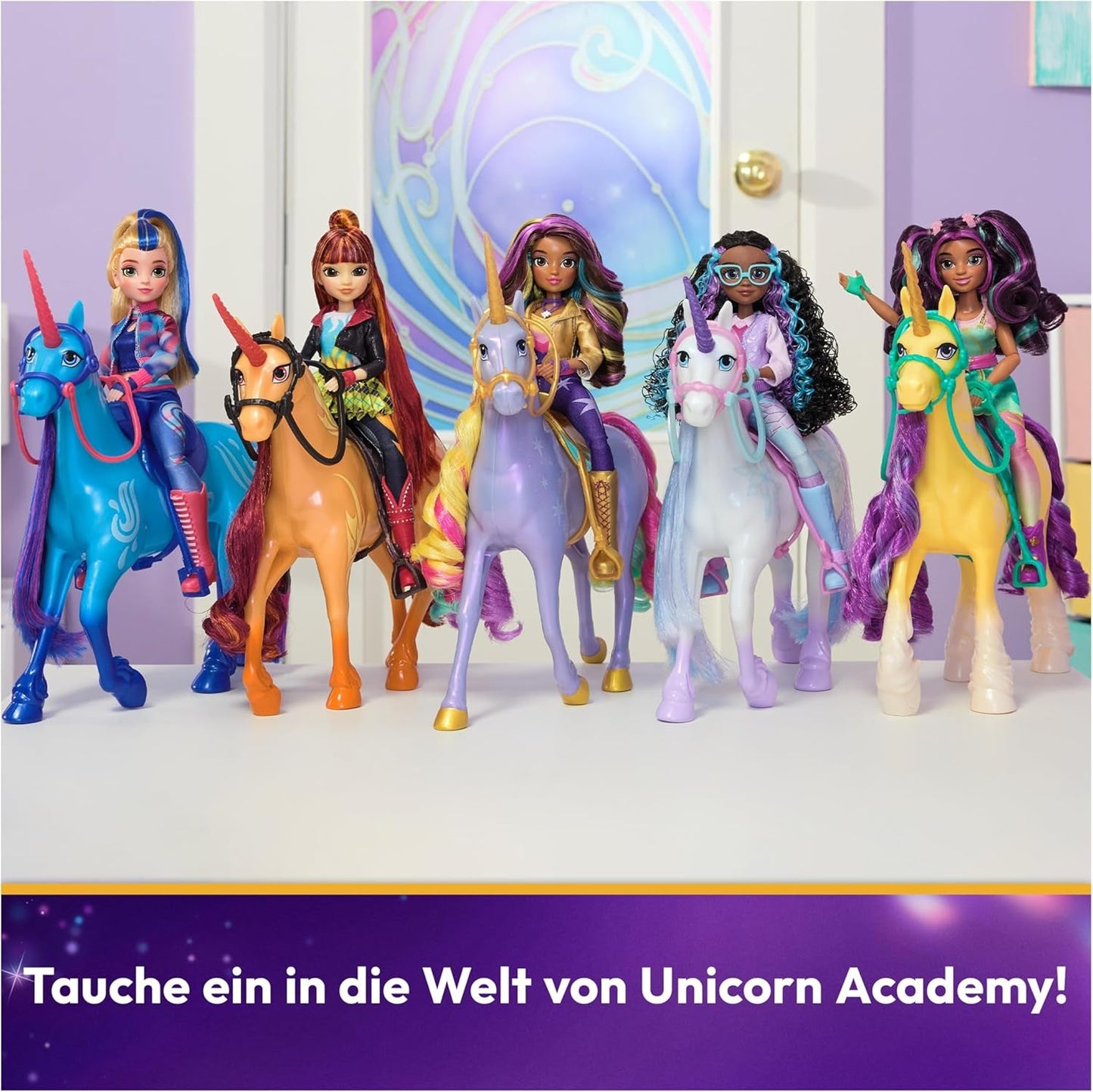 Lalka Valentina Unicorn Academy - oryginalna lalka z popularnej serii Netflix, ma 24 cm wysokości i 5 akcesoriów do pomysłowego odgrywania ról, dla dzieci w wieku 4 lat i starszych