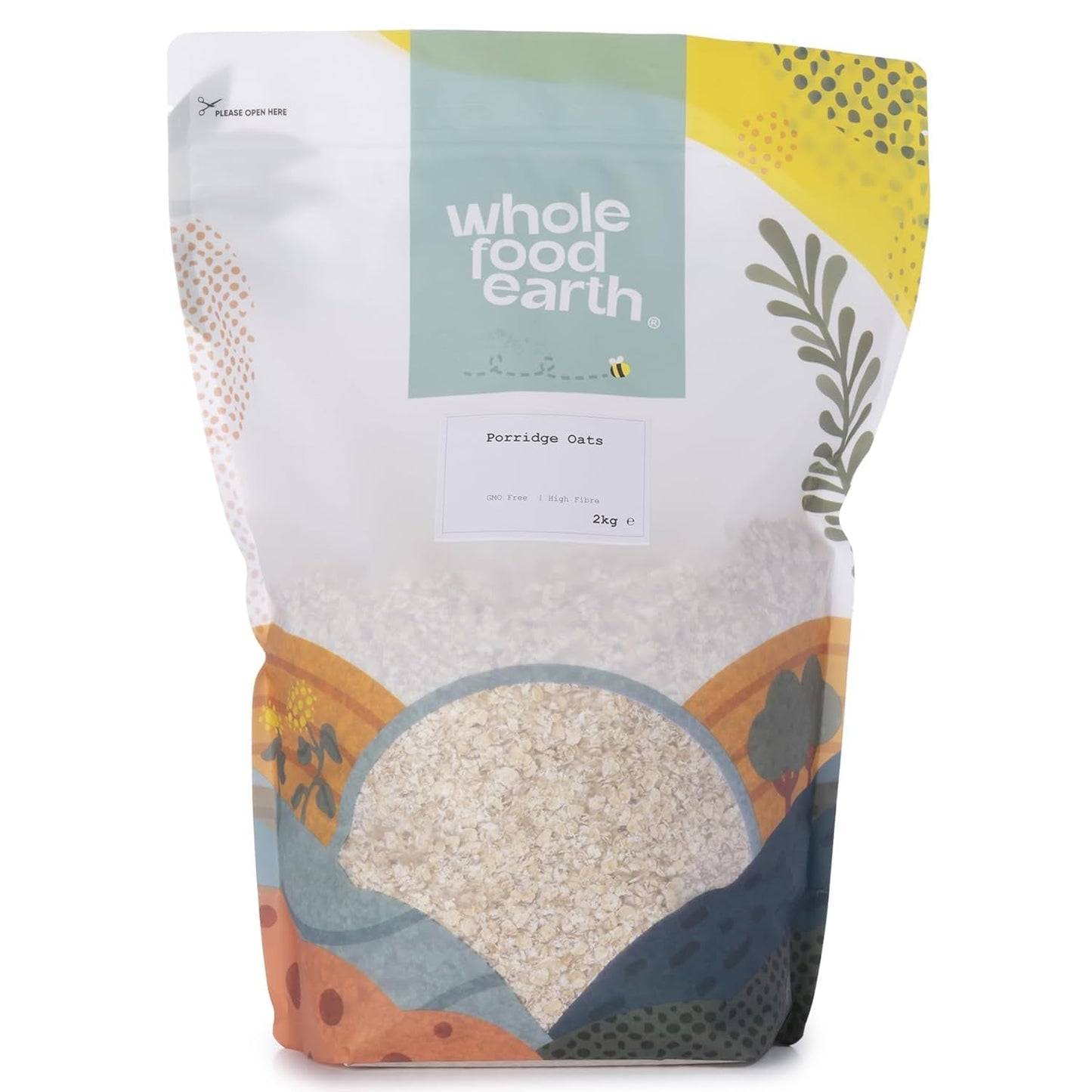 Pełnoziarniste Płatki Owsiane Ziemia 2 kg | Bez GMO | Bogaty w błonnik