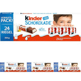 Kinder Chocolate - Nadziewane batoniki mlecznej czekolady - 1 opakowanie zawierające 24 pojedyncze batoniki (24 x 12,5 g).