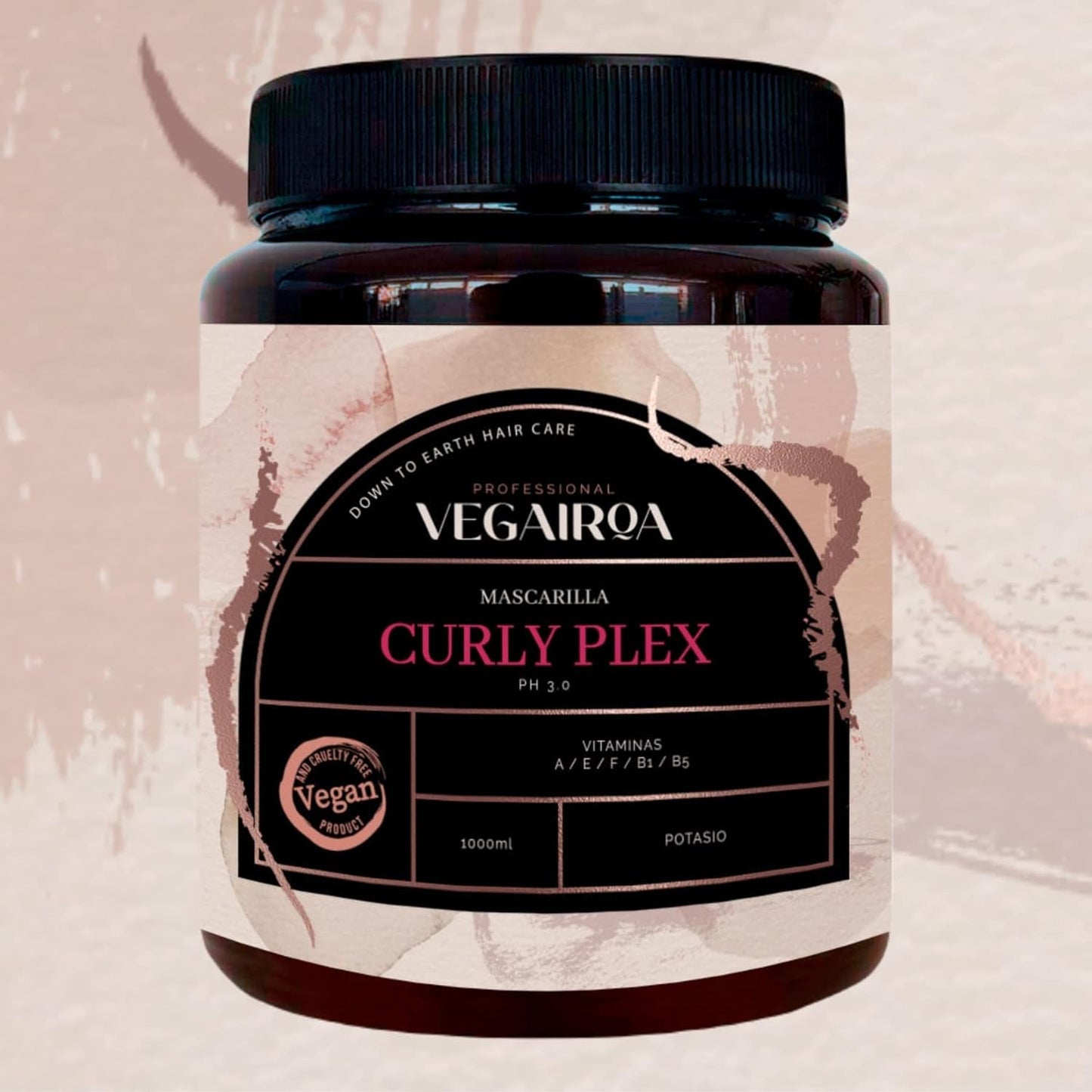 VEGAIROA - Curly Plex Mask - Maska dla podkreślonych loków bez puszenia - Pielęgnacja głęboko nawilżająca - Do włosów kręconych i falowanych - Profesjonalny wegański produkt fryzjerski - Maska do włosów Naty Shop 1000ml