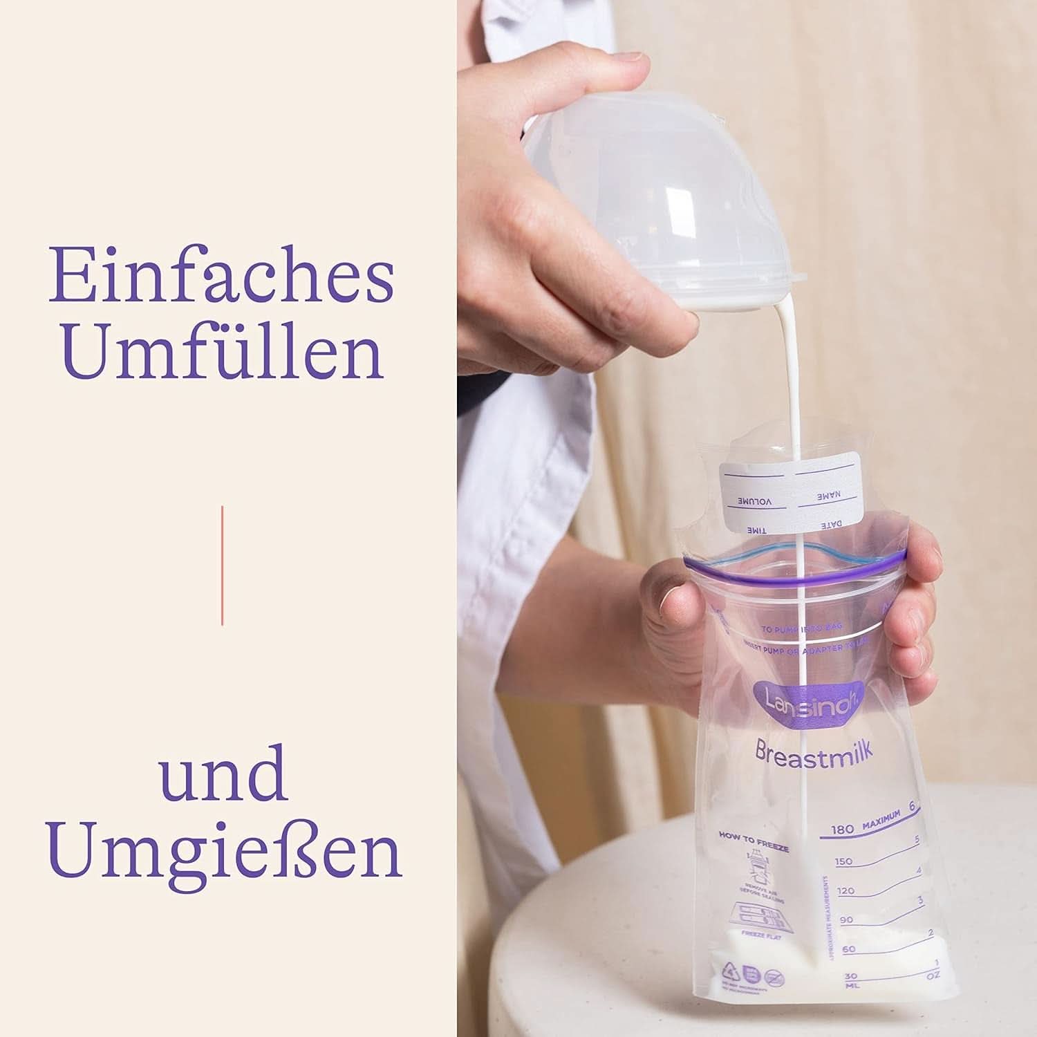 Lansinoh Muttermilchbeutel - 25 Stück - Zum Sicheren Aufbewahren Und Einfrieren Von Muttermilch - Hygienisch & Platzsparend Akcesoria Żywność i karmienie piersią Bebe Naty Shop