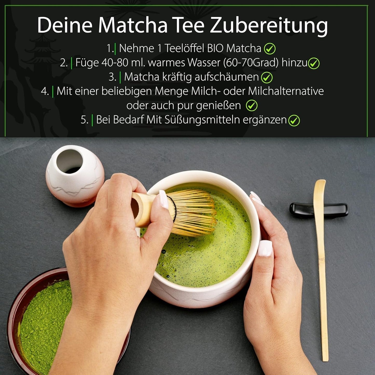 Ceremonialna Matcha BIO jakość 100G zielona herbata 100% organiczna zielona herbata Matcha w proszku