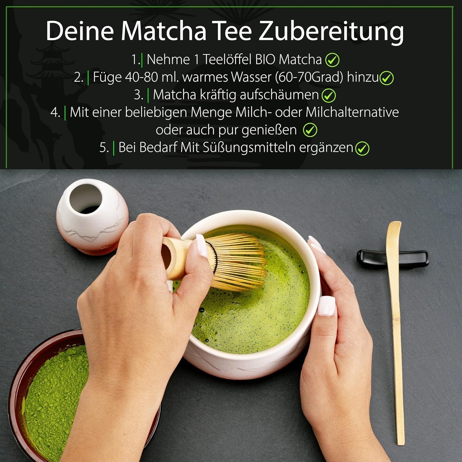 Ceremonialna Matcha BIO jakość 100G zielona herbata 100% organiczna zielona herbata Matcha w proszku