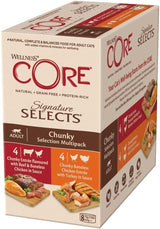 Wellness CORE Signature Selects 8 x 79g, Mix Wołowiny, Kurczaka i Indyka - Mokra karma dla kotów, pyszne paski w sosie, bez zbóż, naturalna, hipoalergiczna, wysoka zawartość białka, wysoka zawartość mięsa