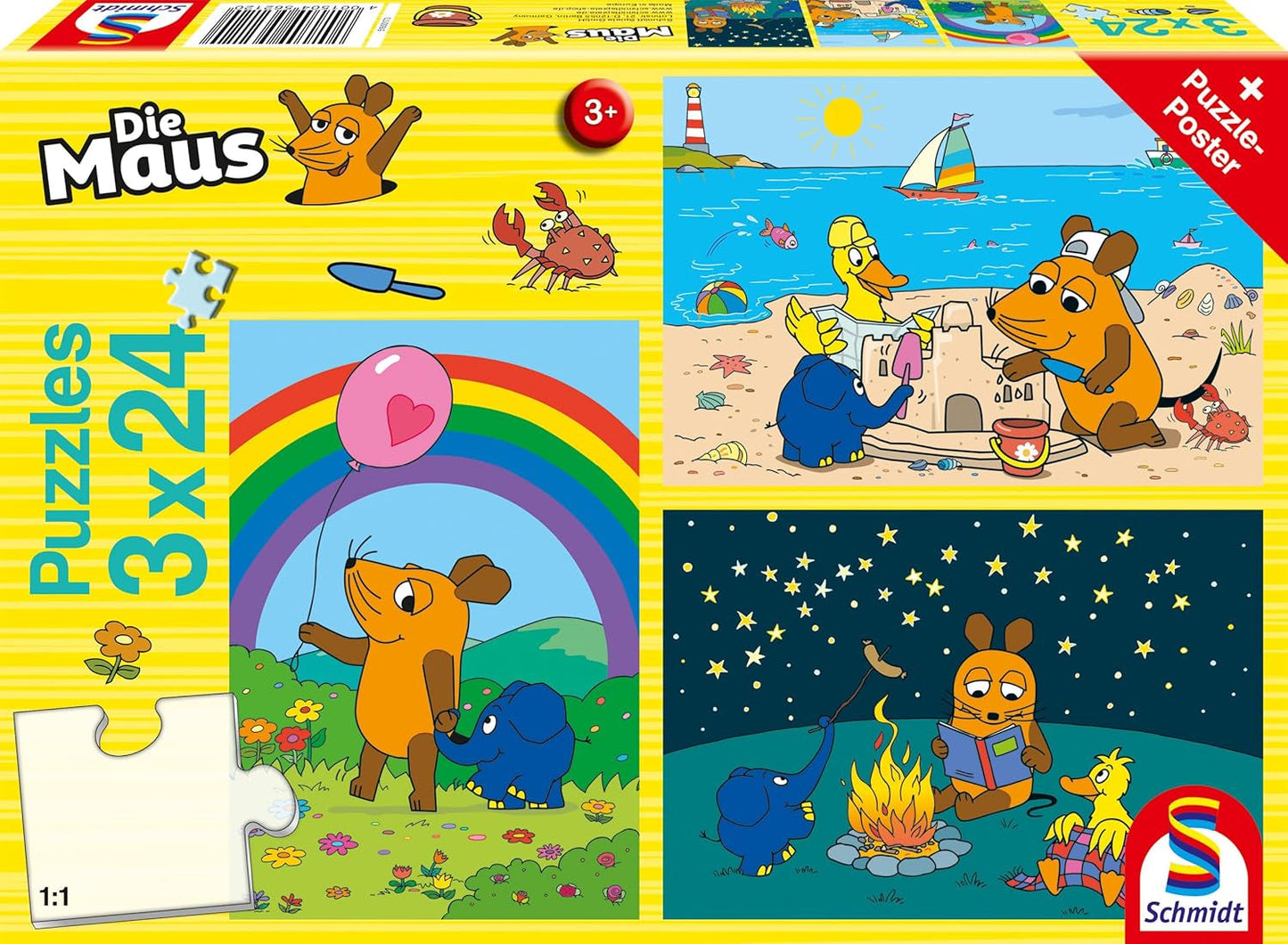 Schmidt Spiele 56212 Mysz Good Friends 3X24 elementy Puzzle dla dzieci Niebieskie puzzle Naty Shop Domyślny tytuł