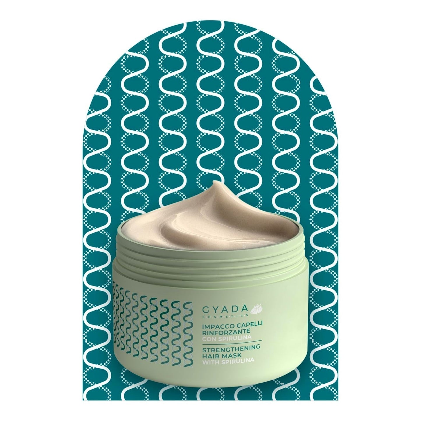 GYADA COSMETICS Spirulina Zestaw wzmacniający włosy Odżywczy przeciw wypadaniu włosów Podwójne końcówki Działa 250 ml + grzebień z drewna bukowego Idealny do rozczesywania wszystkich rodzajów włosów Naty Shop maska do włosów