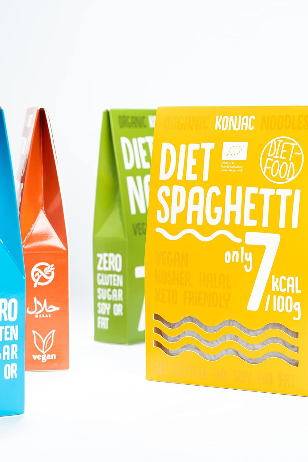 Fettuccine Konjac Noodles Bio Shirataki Diet-Food - 300g, niskowęglowodanowy, bez cukru, keto, wegański, niskokaloryczny, bezglutenowy i bez jajek, wyprodukowany z mąki Konjac