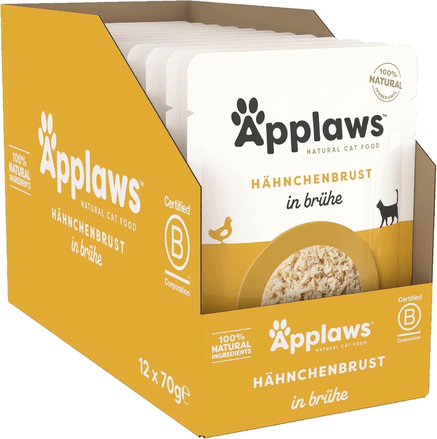 Applaws 100% naturalna mokra karma dla kotów, pierś z kurczaka w bulionie - opakowanie 12 saszetek 70 g