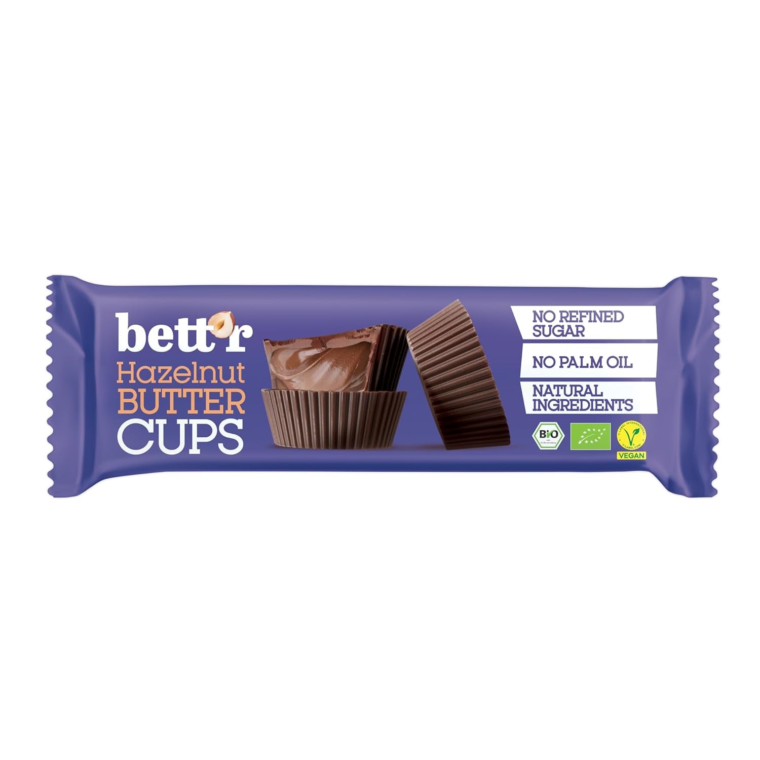 Organiczne jaskry z orzechów laskowych Bett'r Guilt Free. 100% wegańskie, bezglutenowe i bez laktozy - 12 x 39 g