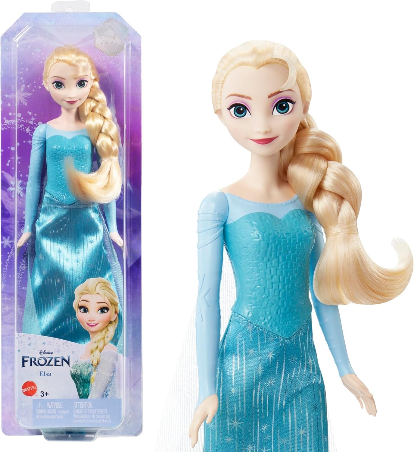 Elsa Mattel Disney Kraina Lodu Lalka, Kraina Lodu Lalka, Czesane Blond Włosy, Możliwość Pozycjonowania, Odpinane Buty, Prezenty Disneya, Wiek 3+ Zabawka, HLW47