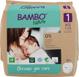 Pieluszki dziecięce Bambo Nature, rozmiar 1 (2-4 kg), 132 sztuki w pudełku miesięcznym | Pieluszki Premium ze zwiększoną ochroną przed wyciekami | Najwyższy komfort i swoboda dla noworodków | Pieluszki testowane dermatologicznie