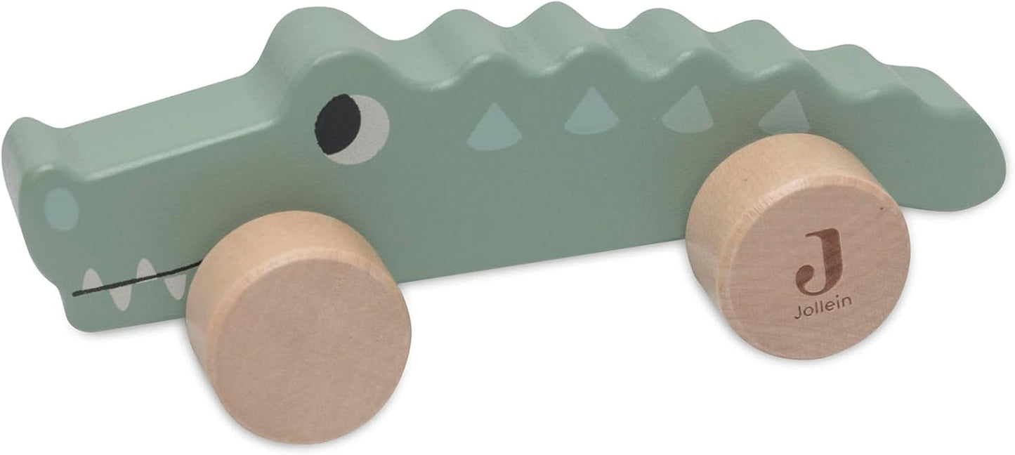 Jollein 112-001-67090 Drewniana zabawka na kółkach, zielona Baby Toys Naty Shop