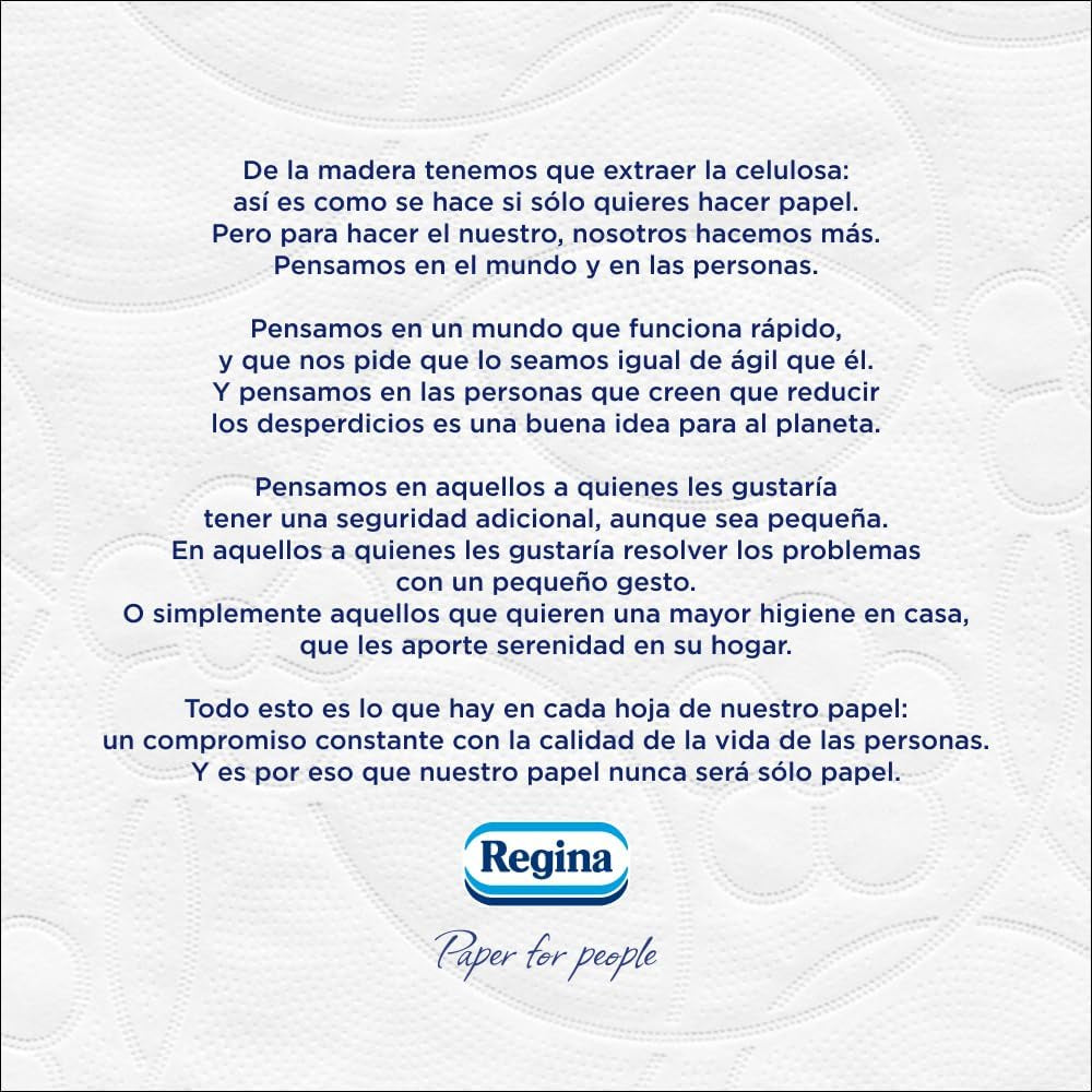 Regina Feeling - 42 rolki papieru toaletowego, 175 arkuszy z trzema warstwami, naturalny ekstrakt z bawełny i delikatny zapach, opakowanie plastikowe w 60% z recyklingu, papier w 100% z certyfikatem Fsc