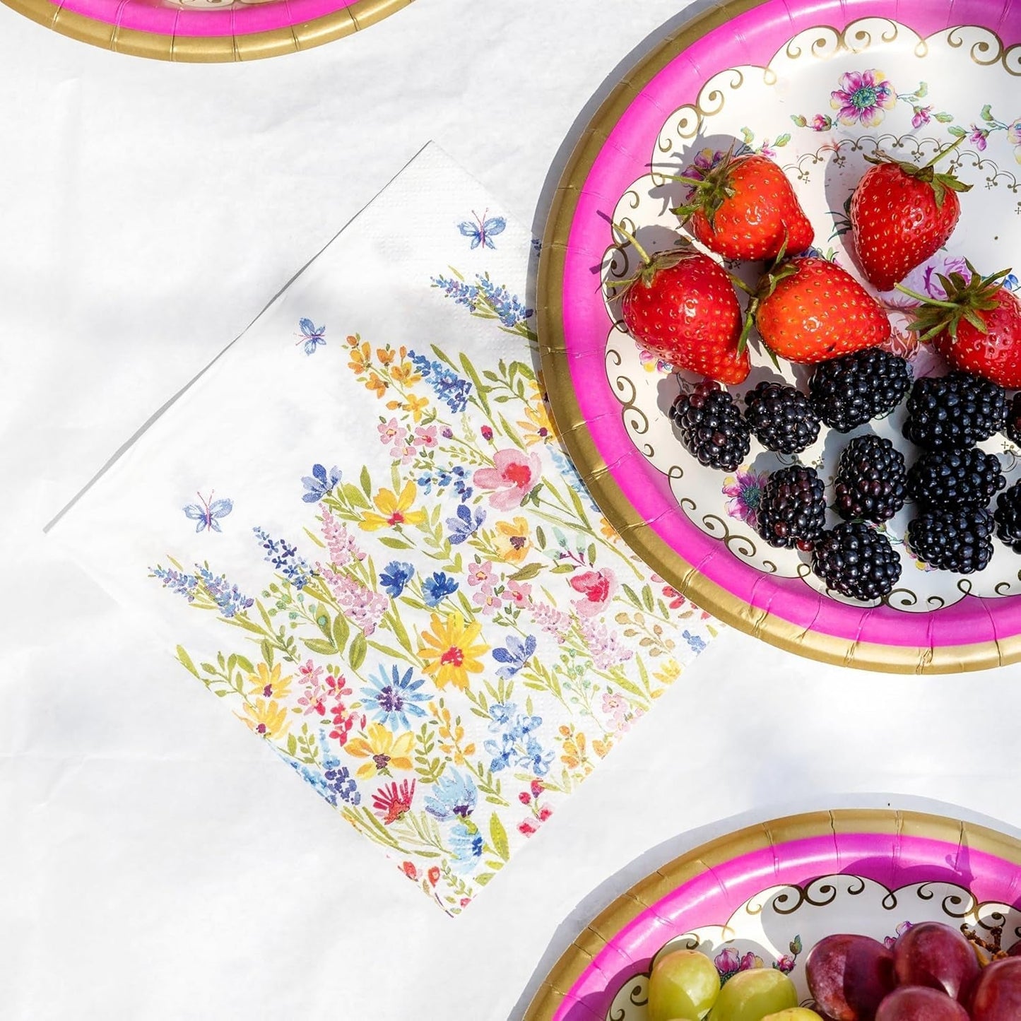 Talking Tables Jednorazowe serwetki stołowe, miękkie serwetki papierowe, jednorazowe serwetki w kwiatowy wzór, na wesela lub do codziennego użytku, przyjazne dla środowiska, kompostowalne, nadające się do recyklingu