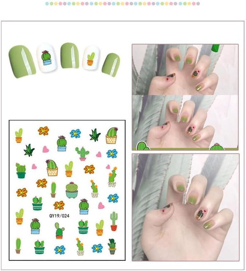 JMEOWIO Süße Nagelsticker Für Kinder 14 Blatt Nail Art Naklejka Selbstklebend Nagelaufkleber Regenbogen Blumen Frucht Dekoration Nageldesign Zubehör