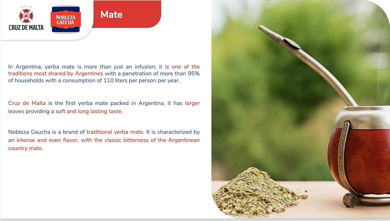 Argentyńska herbata mate z kawałkami łodyg, 1 kg.