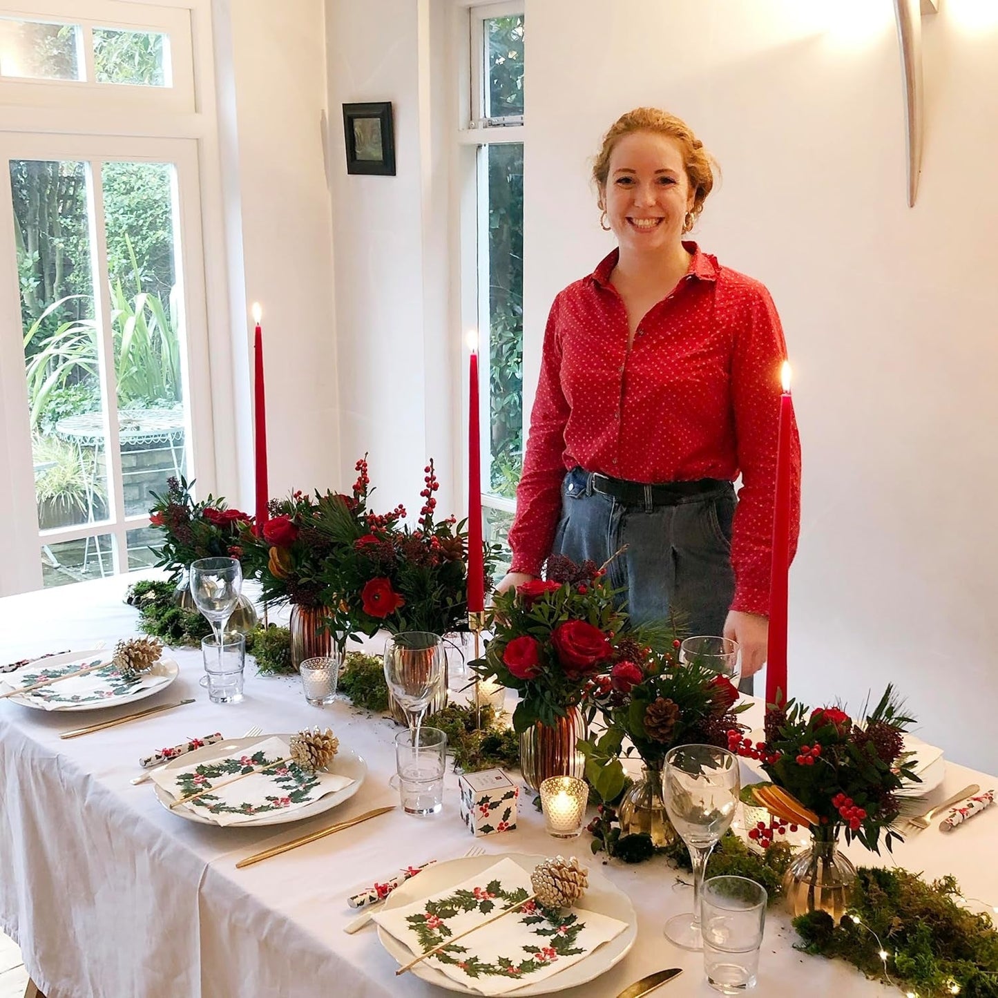 Talking Tables 20 XL Świąteczne serwetki papierowe z wzorem Holly | Luksusowe chusteczki jednorazowe | Wielokrotnego użytku | Idealny na Święta Bożego Narodzenia i przyjęcia | Wysoka jakość | 40 cm x 40 cm