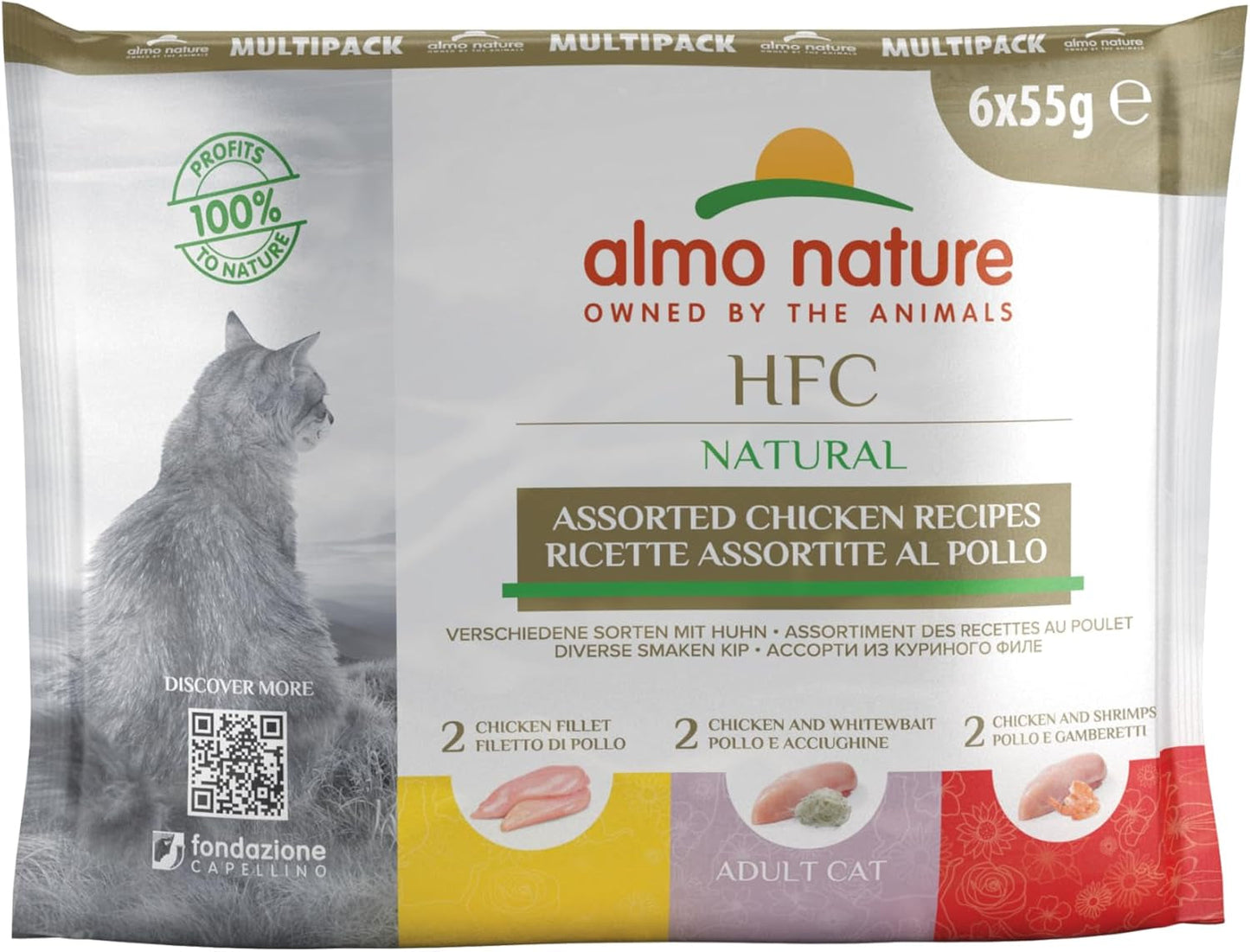 almo nature HFC Natural - Mokra karma dla kotów - z kurczakiem - Jakość ludzka, Bezglutenowa, Monoproteina - 55g, opakowanie 6 szt.