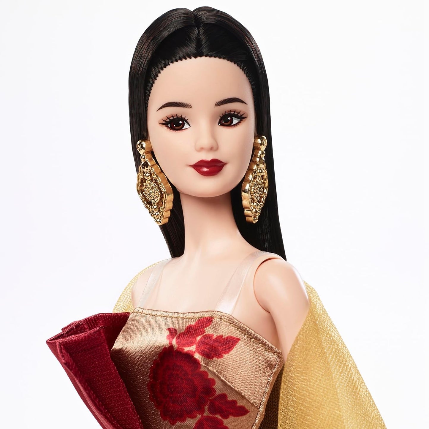 Podpisowa lalka Barbie Księżycowy Nowy Rok w czerwonej sukience ze złotymi piwoniami JJX83