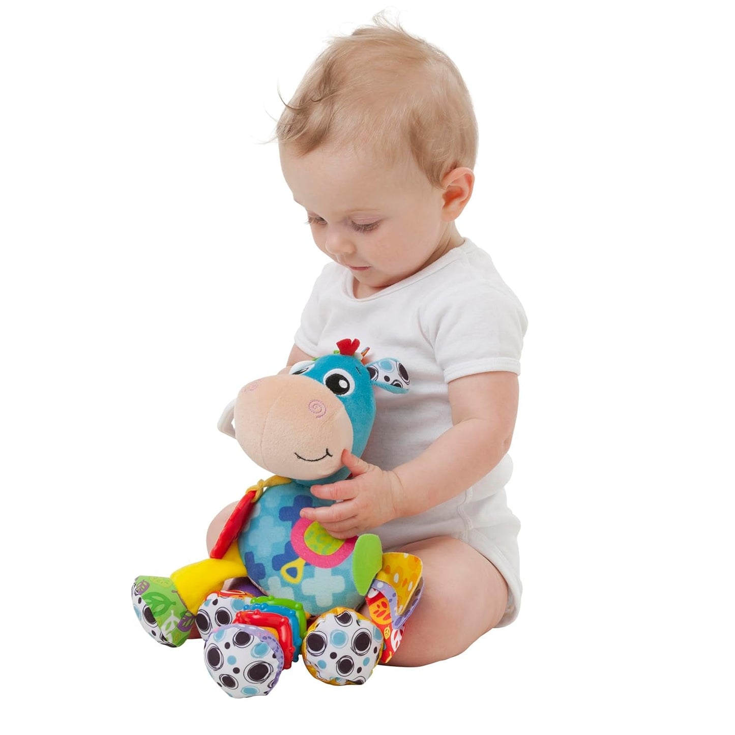 Playgro Clip Clop Zestaw upominkowy Sensory Garden Activity - Sensoryczna zabawka ogrodowa dla dzieci od 0 miesiąca życia - Interaktywna zabawka z grzechotkami, gryzakiem i przyjacielem wózka - 4 sztuki