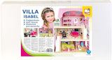 Bino World of Toys Domek dla lalek z balkonem, Zabawka dla małych dzieci od 3 lat, z 3 piętrami, schodami, 4 pokojami i balkonem w tym. 15-TLG. Akcesoria, Aby promować umiejętności dzieci, Różowe domki dla lalek Naty Shop