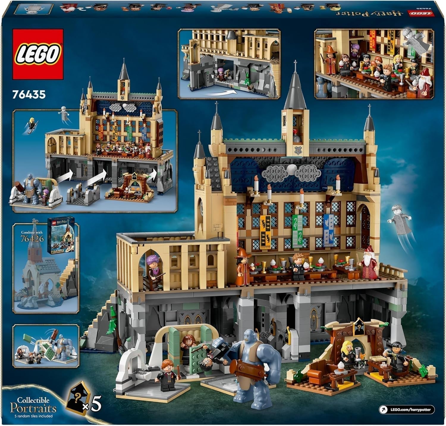 LEGO Harry Potter Zamek Hogwart: Wielka Sala, zabawka kolekcjonerska z 11 minifigurkami, w tym Hermioną Granger, magiczny prezent dla chłopców i dziewcząt 76435 Zestawy do budowania Besuche den LEGO-Store