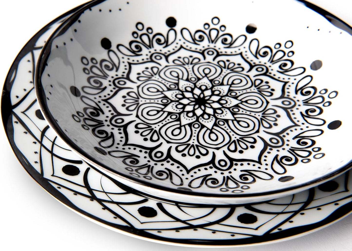 Zestaw talerzy Excelsa Boheme Noir, 18 szt., Porcelana, Schwarz