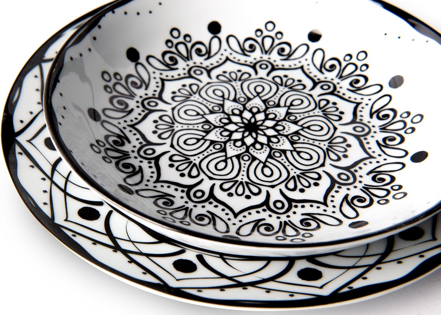 Zestaw talerzy Excelsa Boheme Noir, 18 szt., Porcelana, Schwarz