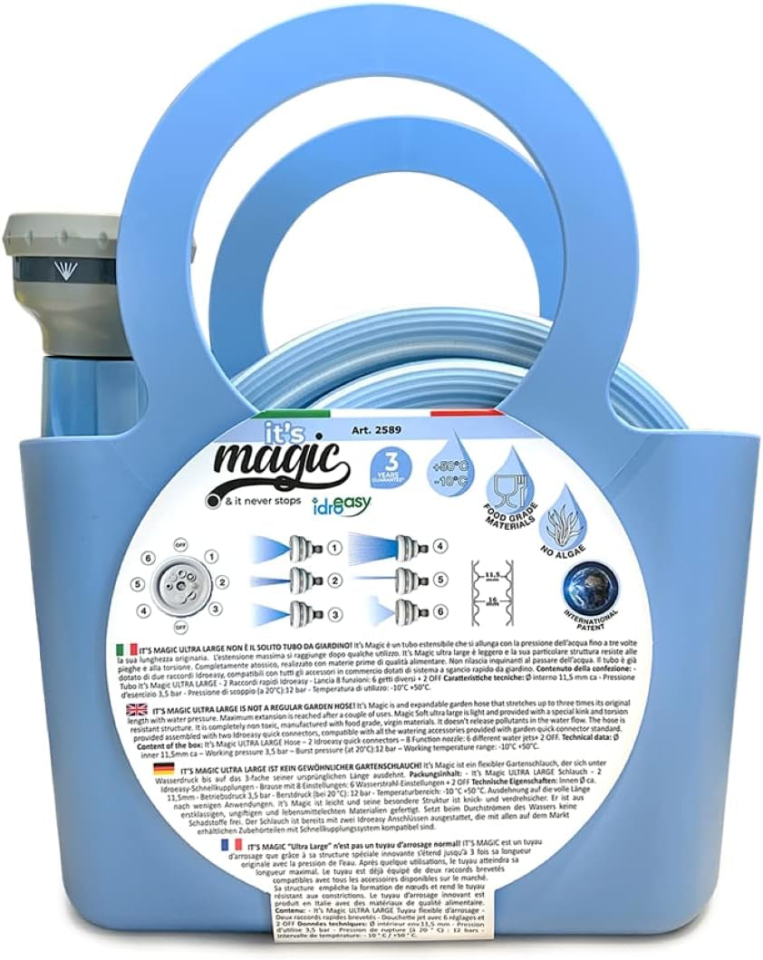 Wąż ogrodowy Magic Blue Hose o długości 20 metrów z torbą i dyszą natryskową