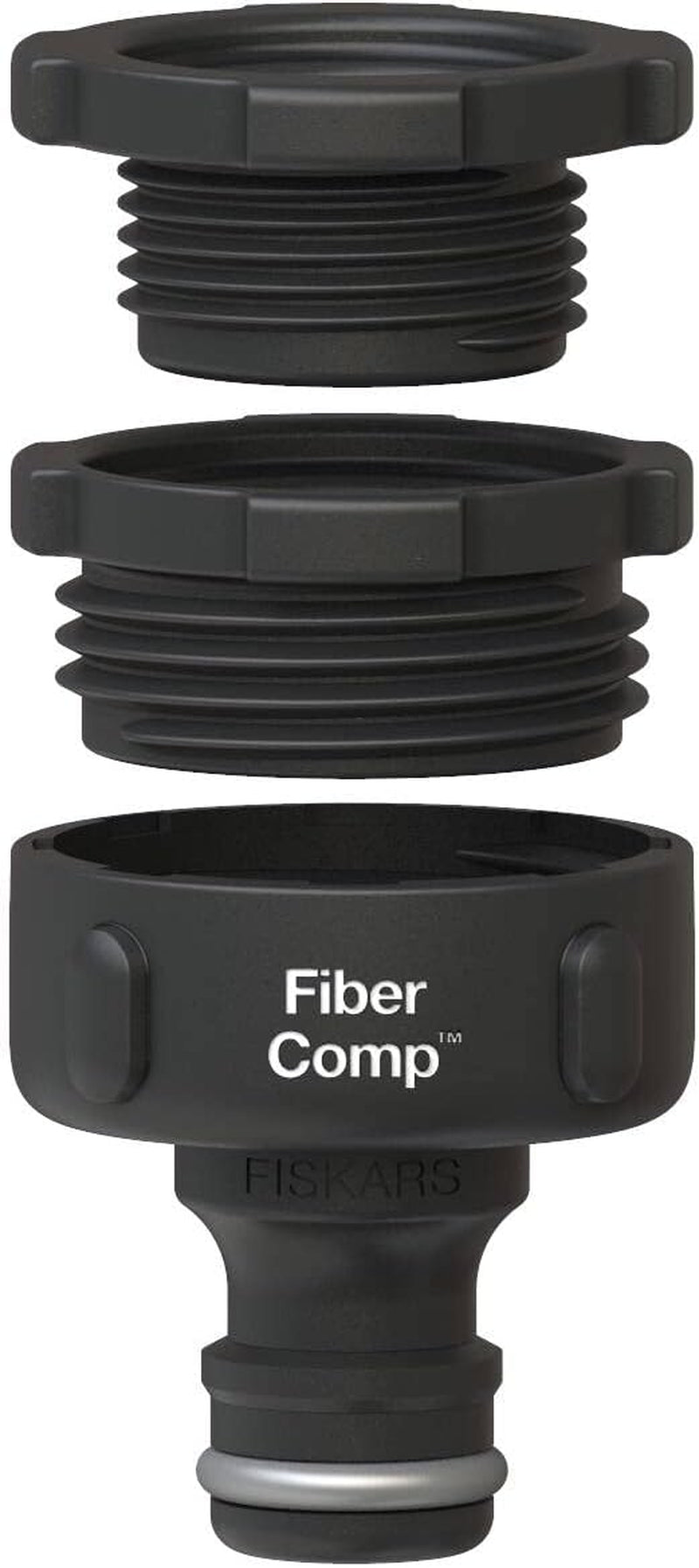 Złącze do kranu Fiskars, do kranów, Ø 21 mm (G 1/2"), FiberComp, rozmiar uniwersalny, 10 g, czarny/pomarańczowy, 1027053