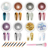BISHENGYF Proszek do paznokci w kolorze różowego złotaNeue Upgrade Grosse Kapazitä Chrom PulverSuper-Spiegeleffekt Metall Mirror Chrome Powder – Neonowy szklisty efekt perłowy Brokat Nagelkunst Pulver Für DIY Salon