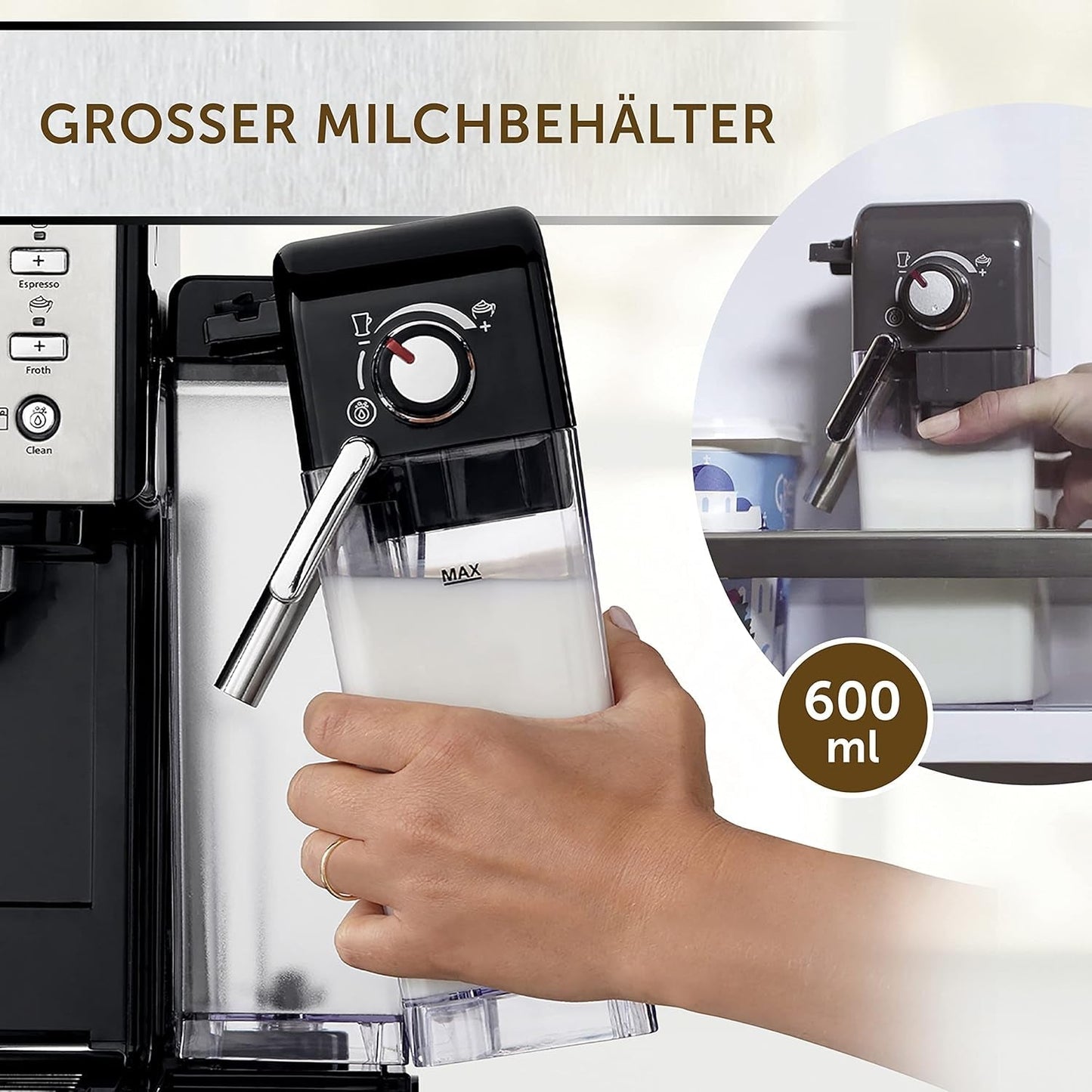 Espresso Breville Prima Latte II | Ekspres do latte i cappuccino | Profesjonalna pompka z 15 barami i spieniaczem do mleka | Srebrny [VCF108X]
