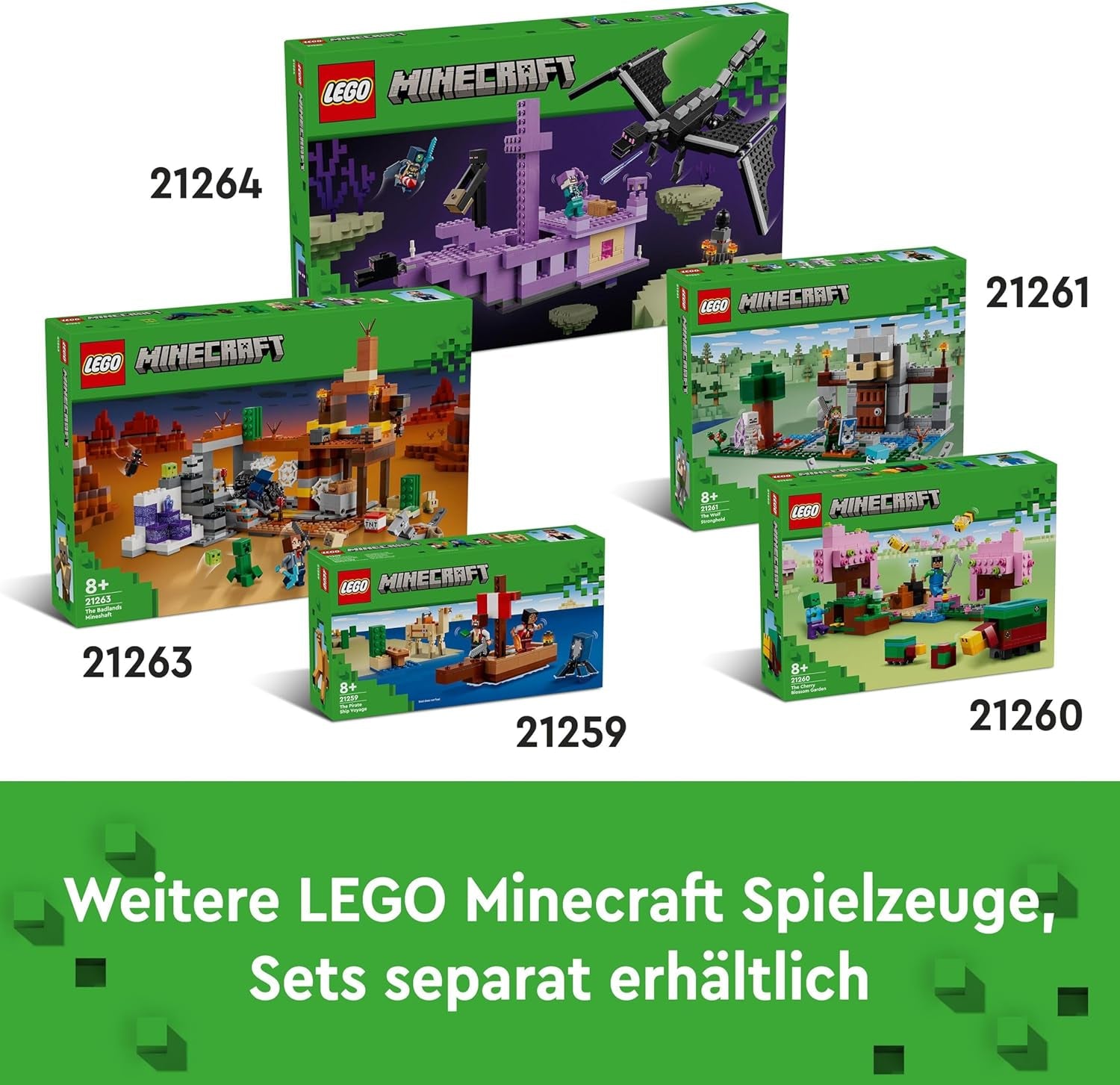 LEGO Minecraft Sad z kwiatami wiśni Zabawkowy ogród do zwiedzania ze Słoneczkiem, Wąchaczem, Zombie i Pszczołami Prezent dla graczy dla chłopców i dziewcząt w wieku 8 lat 21260 Zestawy do budowania Szukaj sklepu LEGO