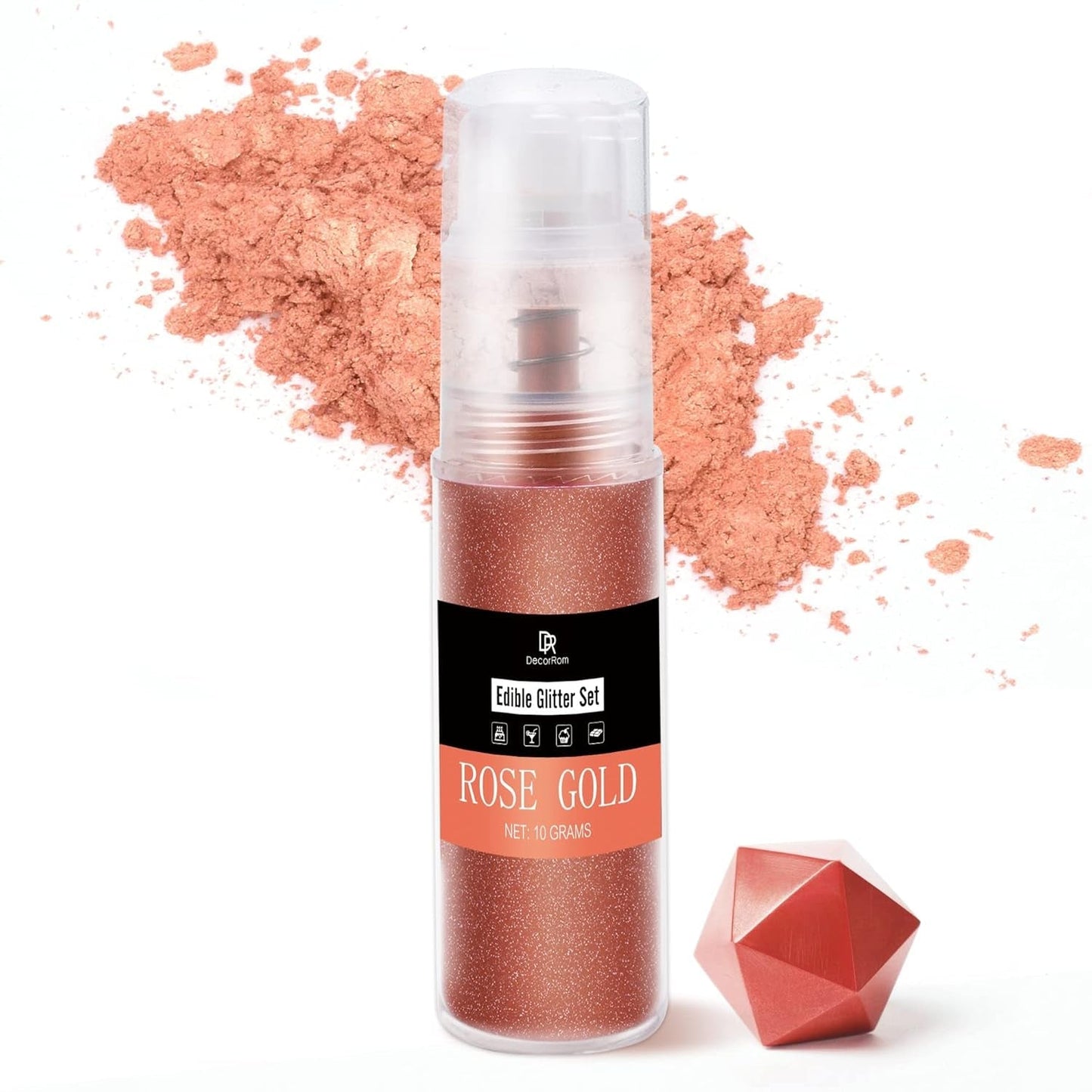 DecoRom, brokat jadalny, proszek, 10 gramów Glitter Naty Shop Roségold