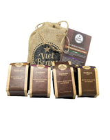 Kaffee Geschenk für Kaffeeliebhaber - Kaffeesack Jute - Vier Sorten exotischer Kaffee im Jutesack - Weihnachten Geschenkidee - Geschenk für Kaffeetrinker - Ganze Bohne