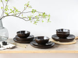 CreaTable, 21249, seria Natura Organic RUSTY, 12-częściowy zestaw naczyń obiadowych dla 4 osób, zestaw talerzy porcelanowych, można myć w zmywarce i używać w kuchence mikrofalowej, wyprodukowano w Europie