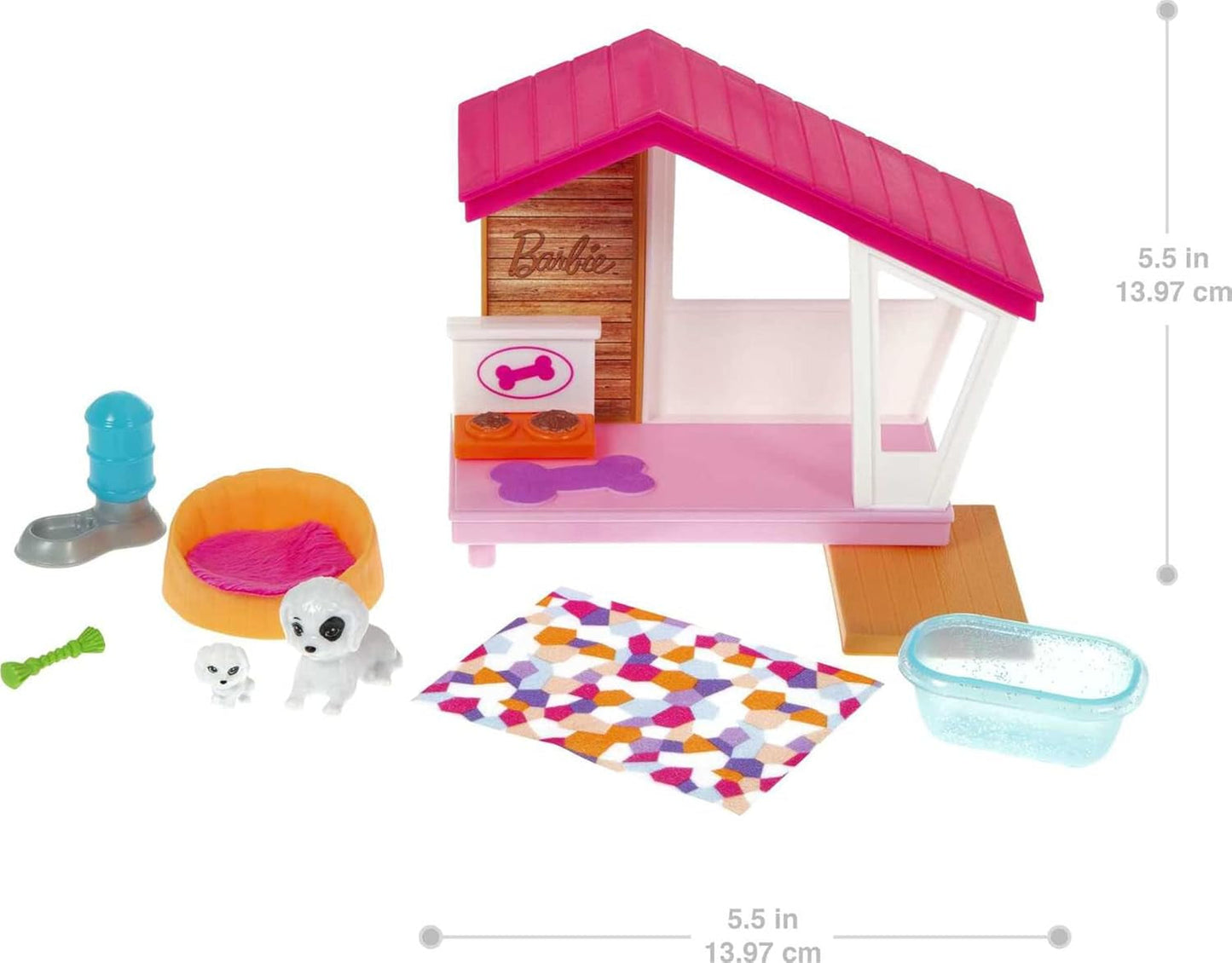 Barbie GRG78 - Mini zestaw z 2 psami, budką dla psa i akcesoriami, prezent dla dzieci w wieku od 3 do 7 lat Naty Shop Dolls