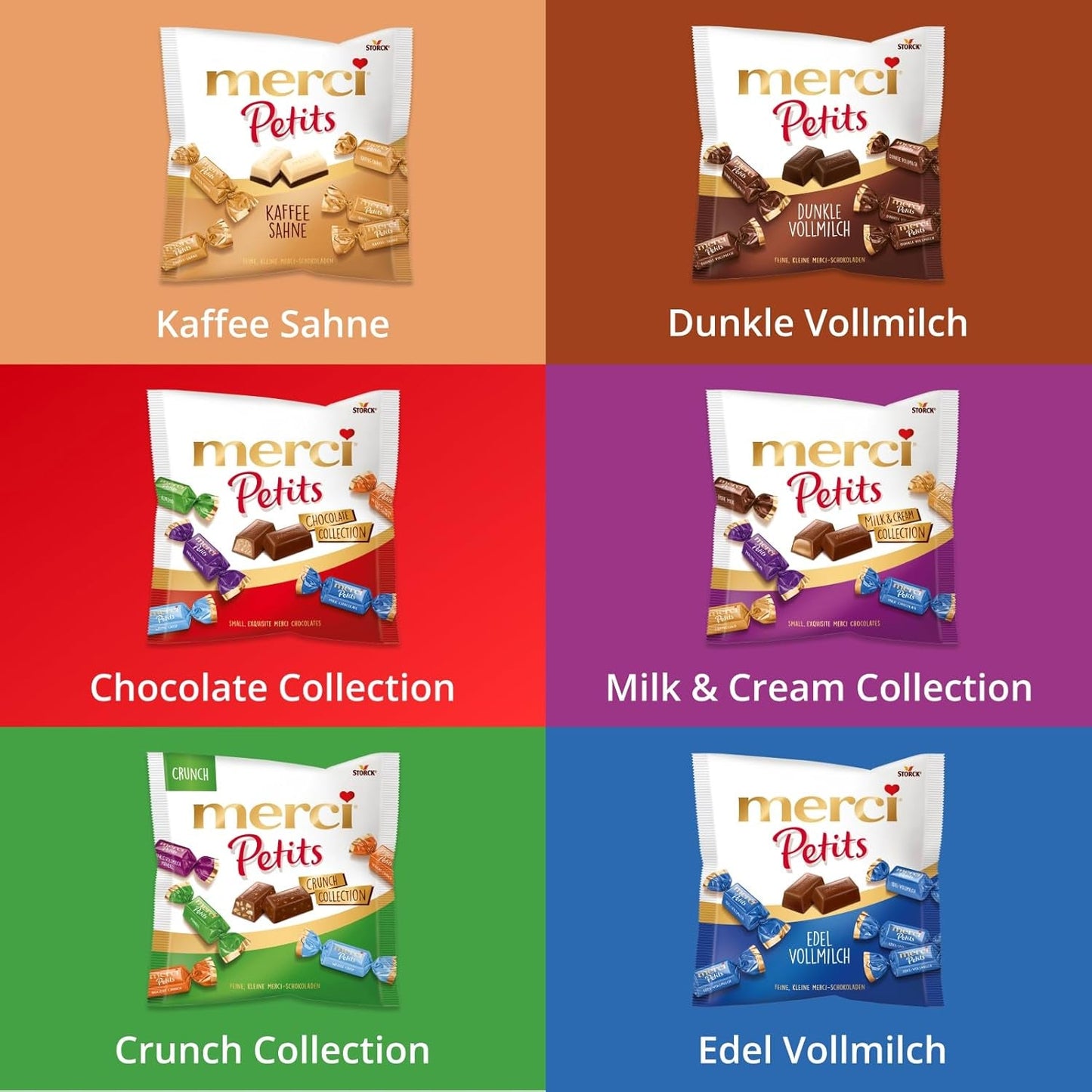 Krem kawowy Merci Petits - 12 x 125 g - Małe praliny z białej czekolady na delikatnej czekoladzie z kremem kawowym - Praliny czekoladowe pakowane pojedynczo