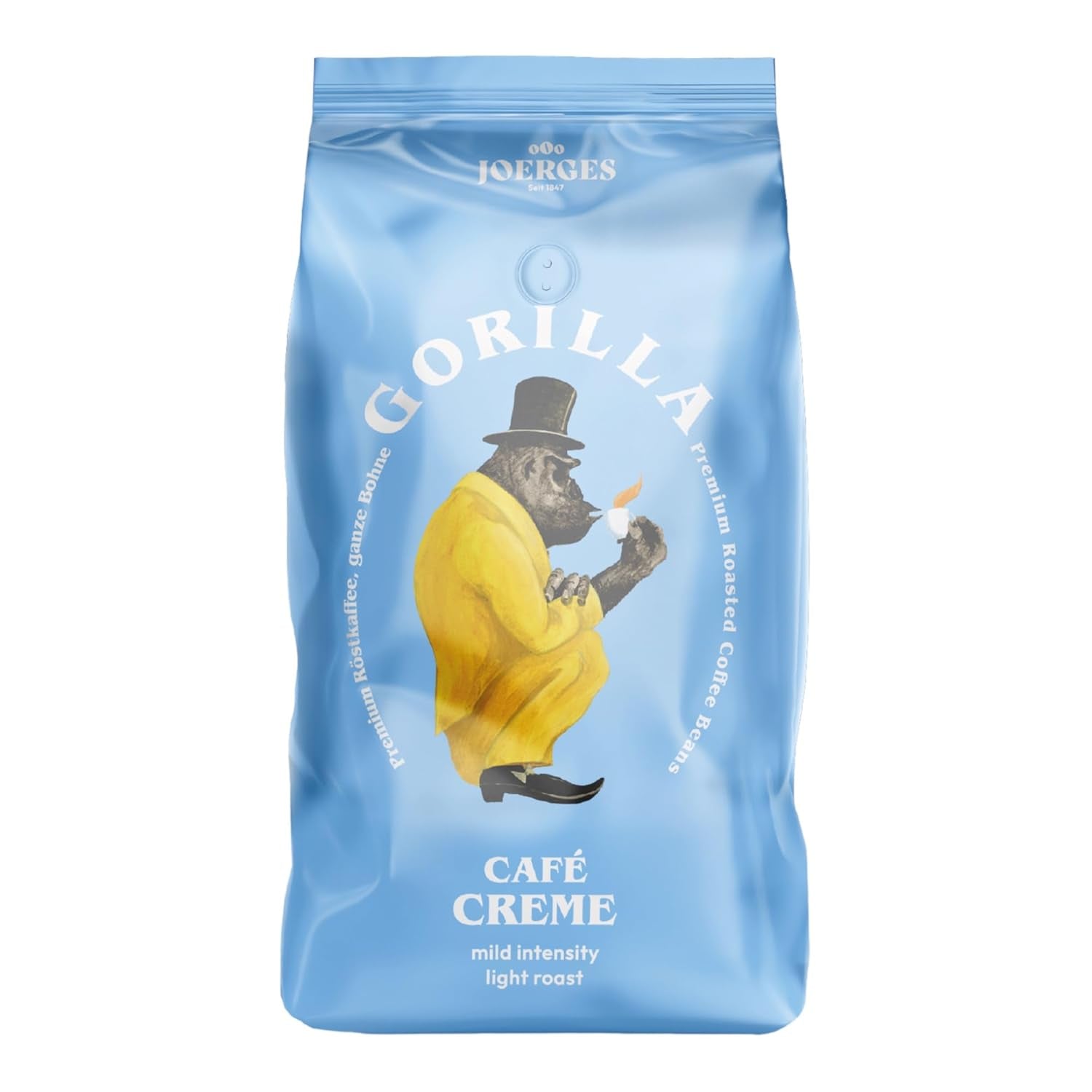 Gorilla Café Creme 6x 1000g | 100% tradycyjna arabika-Bohnen | Ideal Volllautomaten Crema harmonisches Aromat | geryger Koffeingehalt helle Röstung | Opakowanie zbiorcze