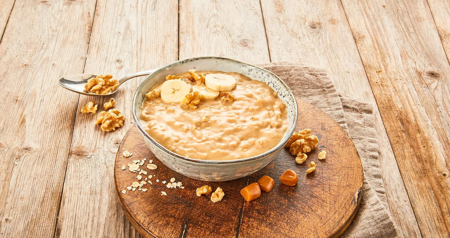 Karmelowy Pudding Owsiany, harmonijne połączenie budyniu karmelowego i pełnoziarnistych płatków owsianych, bez cukru, słodzony syropem z agawy, 1 saszetka x 64g (4 opakowania)