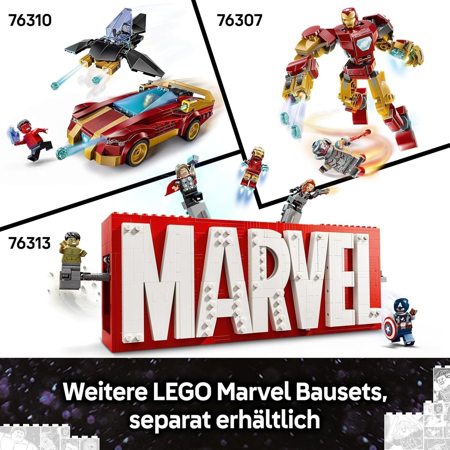 LEGO Marvel Kapitan Ameryka: Pojedynek w wojnie secesyjnej — Zestaw superbohaterów z 8 minifigurkami — Zabawkowy zestaw do budowania i zabawy samolotem — prezent dla chłopców i dziewcząt 76314 Zestawy do budowania Kup w sklepie LEGO