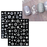 JMEOWIO Nagelsticker Mond Stern Sonne 10 Blatt Nail Art Naklejka Selbstklebend Nagelaufkleber Bunt Dekoration Nageldesign Zubehör